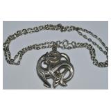 Vtg BKT Pewter Norse Viking Dragon Pendant