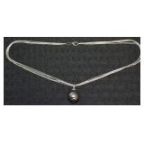925 Sterling Italy 5 Strand Necklace w/ Tahitian