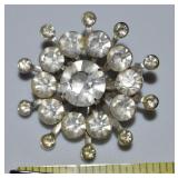 Vtg Coro Silvertone Rhinestone Brooch