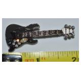 Vtg AB Rhinestone & Enamel Guitar Pin Brooch