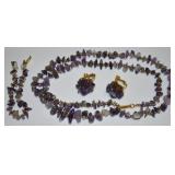 Vtg Carol Dauplaise Amethyst Shard Beaded Bracelet