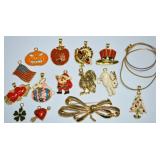 Vtg Phister Ent Bow Brooch w/ Seasonal/Holiday