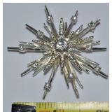 Vtg Avon SP Rhinestone Silvertone Starburst Brooch