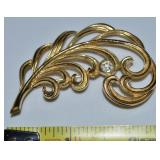 Vtg Avon Rhinestone Goldtone Precious Plume