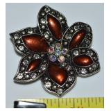 Contempo AB Rhinestone Enamel Flower Brooch
