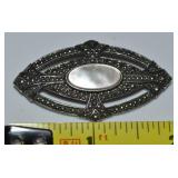 Vtg Mother of Pearl Disc Deco Style Brooch