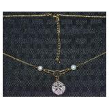 Danbury Mint Sand Dollar & Pearl Pendant Necklace