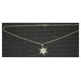 925 Sterling Italy Necklace w/ 12 Pt Star Pendant