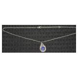 925 Sterling Lapis Lazuli Pendant Necklace 18"