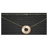 925 Sterling Chain w/ Agate Donut Pendant Necklace
