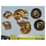 (3) Goldtone Clip Earrings w/ Celtic Enamel Birds