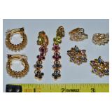 (4) Goldtone Rhinestone Clip Earring Pairs