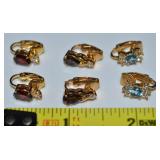 (3) Goldtone Clip Earrings w/ Gemstones