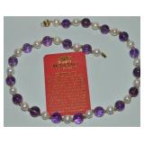 Masami 14k Gold Pearl & Amethyst Beaded Necklace