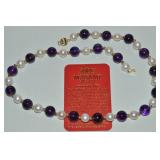 Masami 14k Gold Pearl & Dark Amethyst Beaded