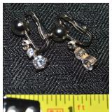 Vtg Avon RJ Graziano 925 Sterling CZ Clip Earrings