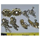 (4) Pairs Vintage Clear Rhinestone Earrings