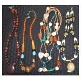 (4) Natural Stone & Other Beads Necklaces w/Stone