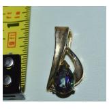10k Gold Mystic Topaz & Diamond Pendant 2.9gr