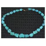 14k Gold Clasp Turquoise Nugget Necklace 17.5"