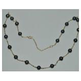 Danbury Mint 14k 585 Gold Black Pearl Necklace