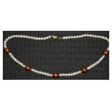 FIC 14k Gold Clasp Pearl Strand Necklace 18"