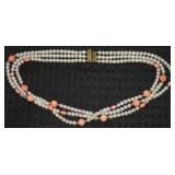 Leach & Garner 14k Gold Cylinder Clasp 3 Row Pearl