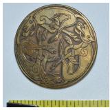 Vtg Celtic 3 Hounds Hunting Dogs Disc Brooch