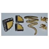 (2) Vtg Jewelry Sets w/ Squiggle & Enamel Fan