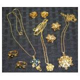 (3) Vtg Goldtone Sets w/ Flowers & Snowflake