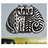 Laurel Burch Silvertone 2005 Kindred Cats Brooch