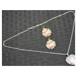 Baseball Themed Pendant Necklace & Earrings w/