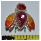Vtg Avon Enamel & Bejeweled Bug Bee Brooch