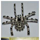Vtg Silvertone Black Rhinestone Spider Brooch