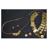 (2) Vtg Goldtone Sets w/ Swirl & 3 Row Discs