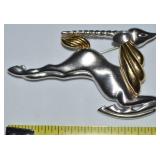 Vtg Monet Two Tone Leaping Gazelle Brooch