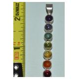 925 Sterling 7 Cabachon Gemstone Pendant