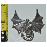 925 Sterling 3D Detailed Flying Dragon Brooch