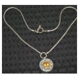 Samuel Benham BJC 925 18k Citrine Pendant