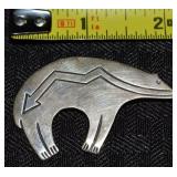 925 Sterling Native American Fetish Bear Brooch