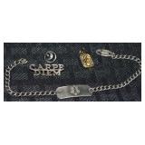 (3) Sterling Pcs w/ VVM Bracelet, Carpe Diem Pin +