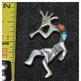 "M" Native American 925 Sterling Inlaid Turquoise