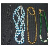 (4) Costume Beaded Necklaces w/ Hematite