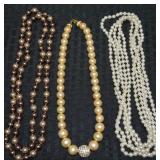 (3) Faux Pearl Necklace incl: Roman