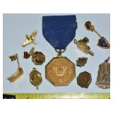 Pins, Medals and WWII AAF Wings Lot
