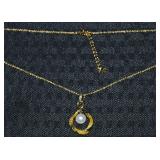 Danbury Mint GP Pearl Drop Pendant Necklace