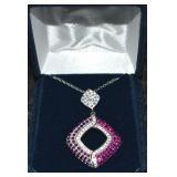 Danbury Mint Aurora Borealis Pink Crystal Pendant