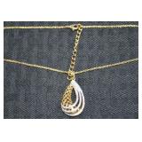 Danbury Mint Gold & Silver Wave Pendant Necklace