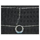 Danbury Mint Blue Crystal Circle Pendant Necklace