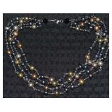 Danbury Mint 925 Sterling Pearl 4 Row Necklace